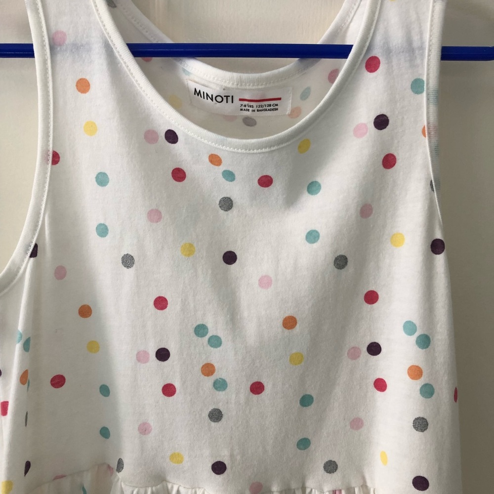 Minoti girls 7-8 years White polka dot tank dress